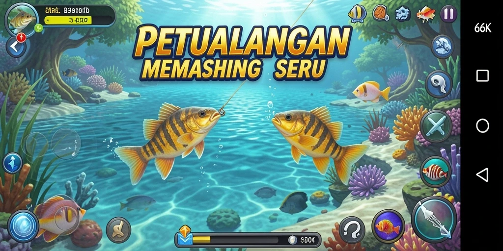 Tangkapan ikan yang besar dalam gameplay 66K.