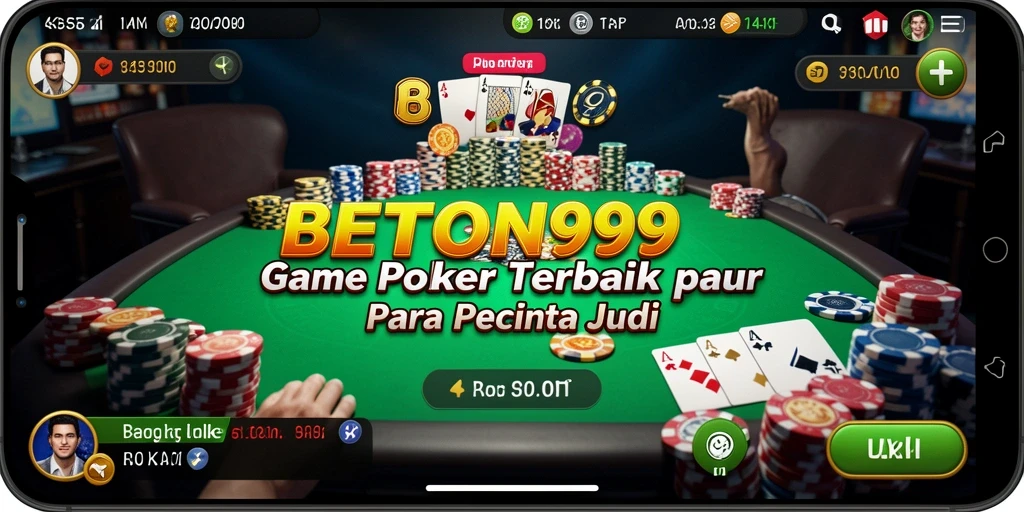 Tampilan gameplay Poker yang menarik dan interaktif di BETON999.