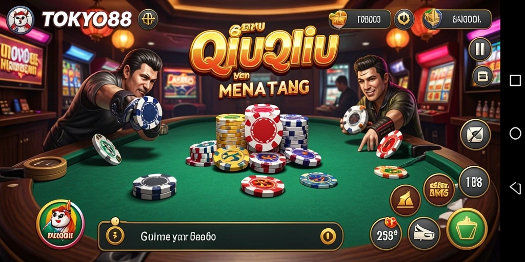 Screenshot TOKYO88 menampilkan momen seru dalam permainan QiuQiu.